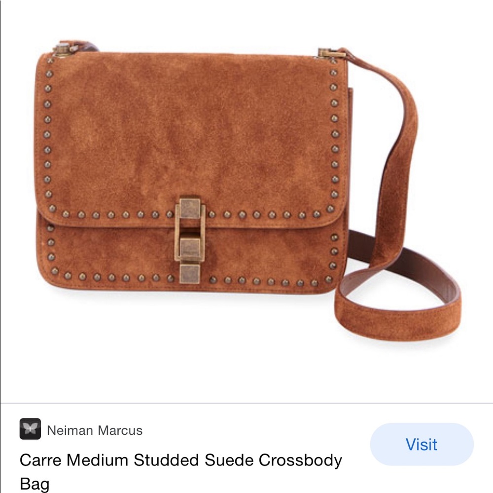 ISO YSL Carre Medium Studded Suede Crossbody Bag